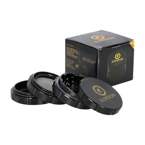 Gordon 4 Lay Aluminum Alloy Herb Grinder, Black 60 mm Smoker Grinder, Easy Clean Herb Grinders